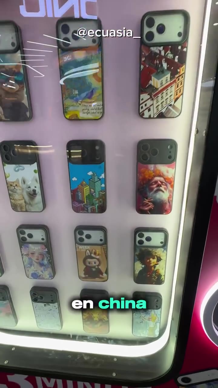 Phone case vending machine video by @ecuasia_